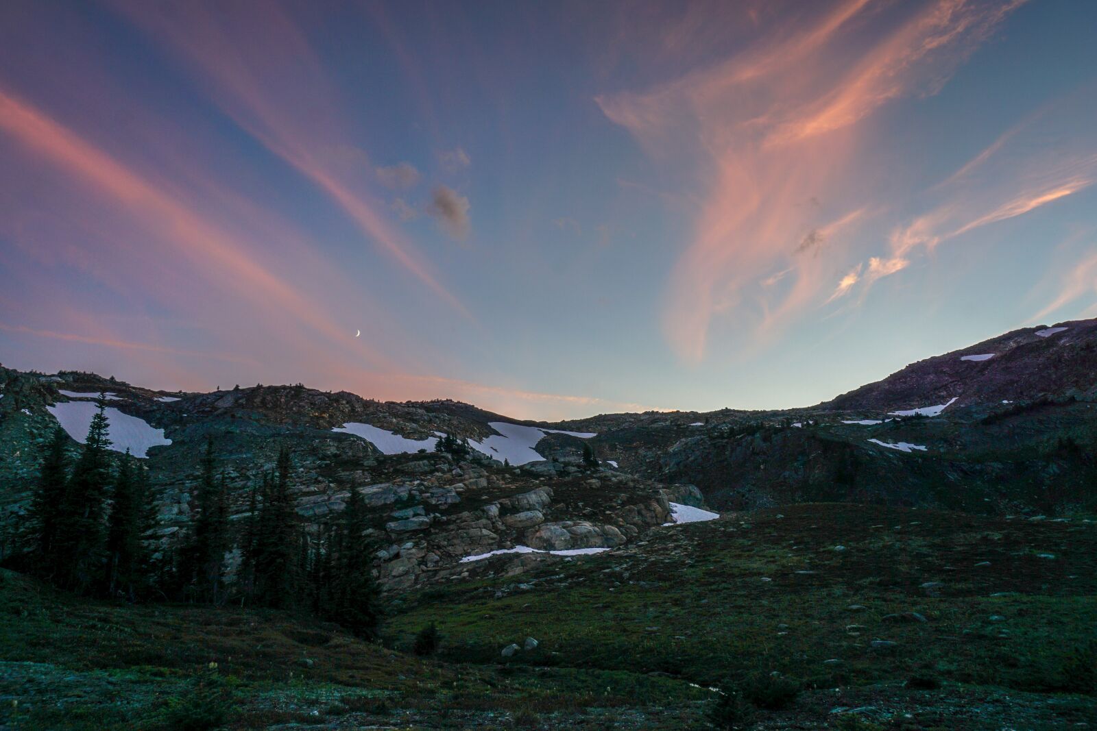 Sony a6000 sample photo. Mountains, sunset, moon photography