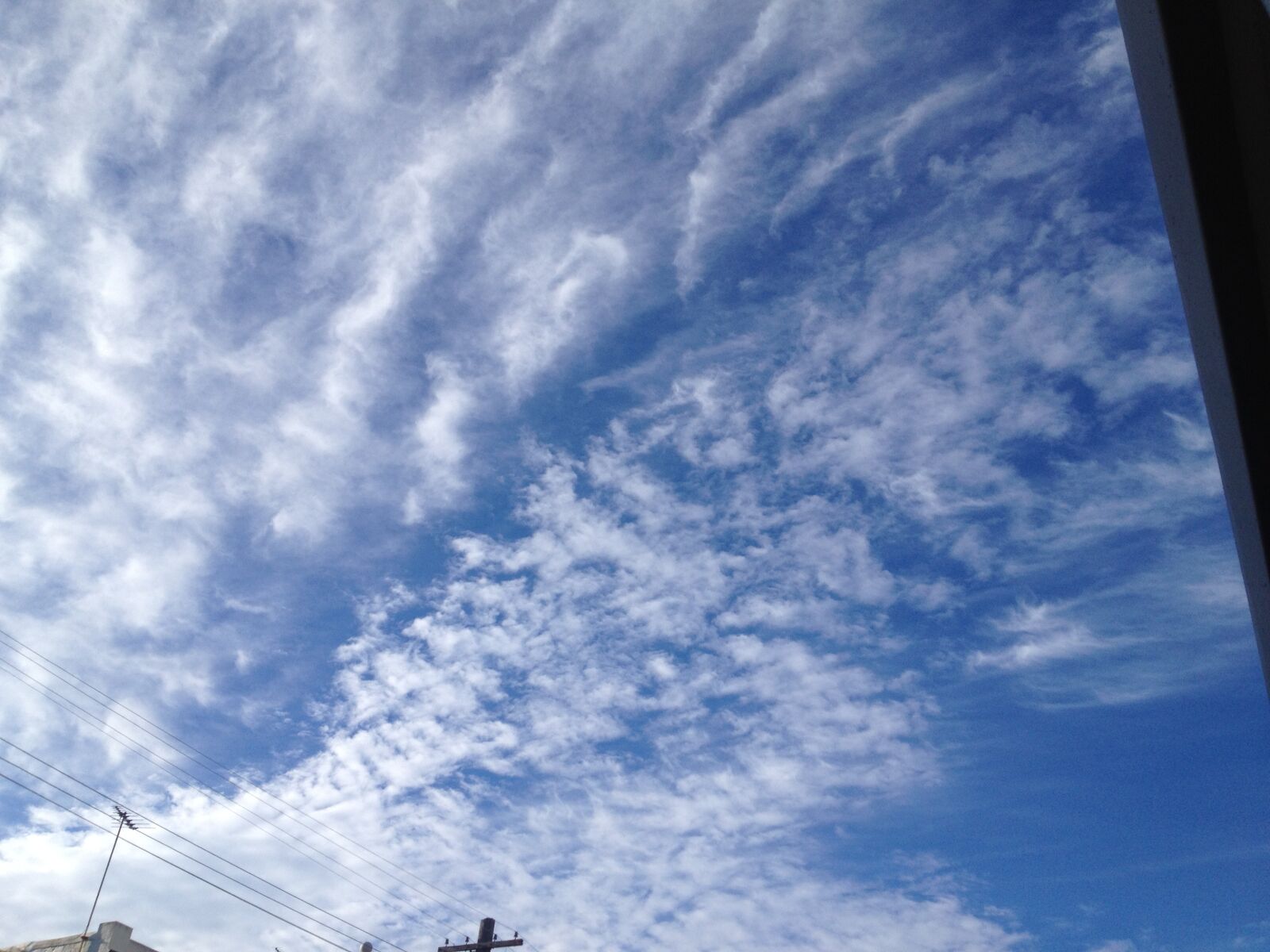 Apple iPhone 4S sample photo. Blue, sky, overhead, wires photography