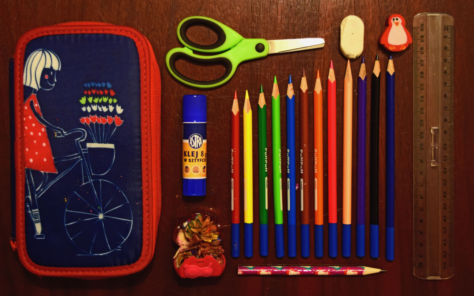 Nikon D3300 sample photo. Knolling, pencil, case, theme photography