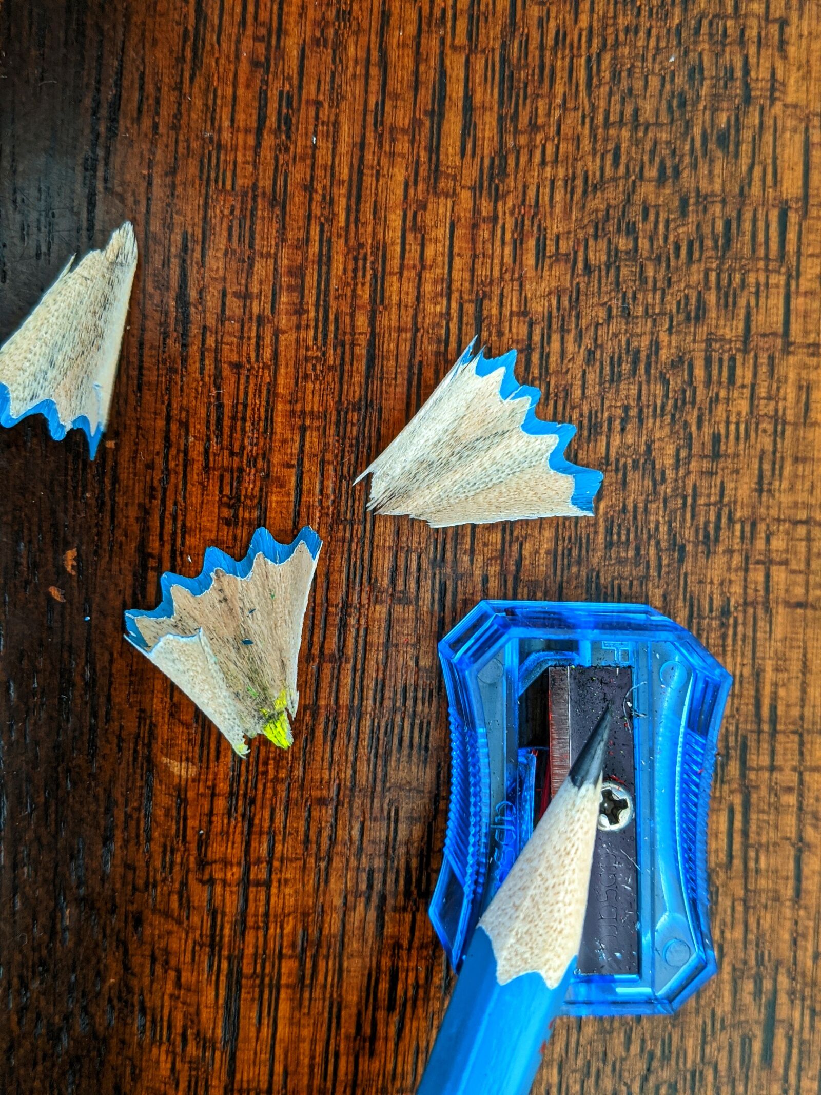 Google Pixel 3 sample photo. Pencil, sharpener, blue photography
