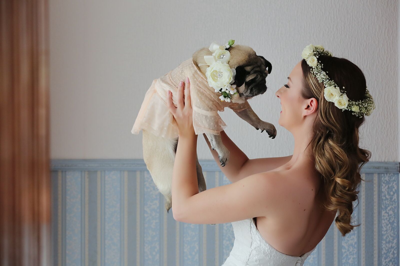 Canon EF 70-200mm F2.8L IS II USM sample photo. Bride, holding, dog, costume photography