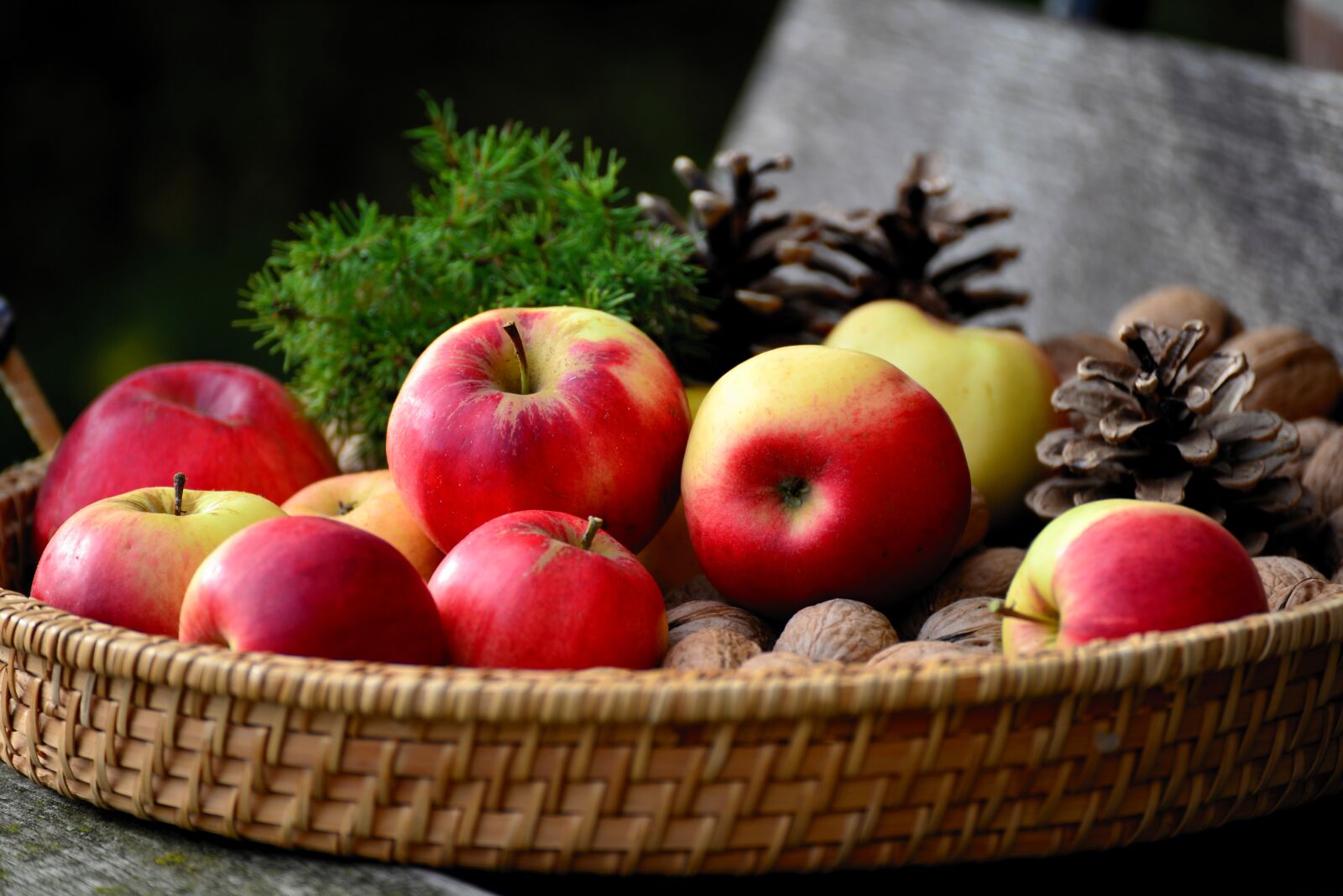 Nikon D610 sample photo. Apple, walnuts, fruit basket photography
