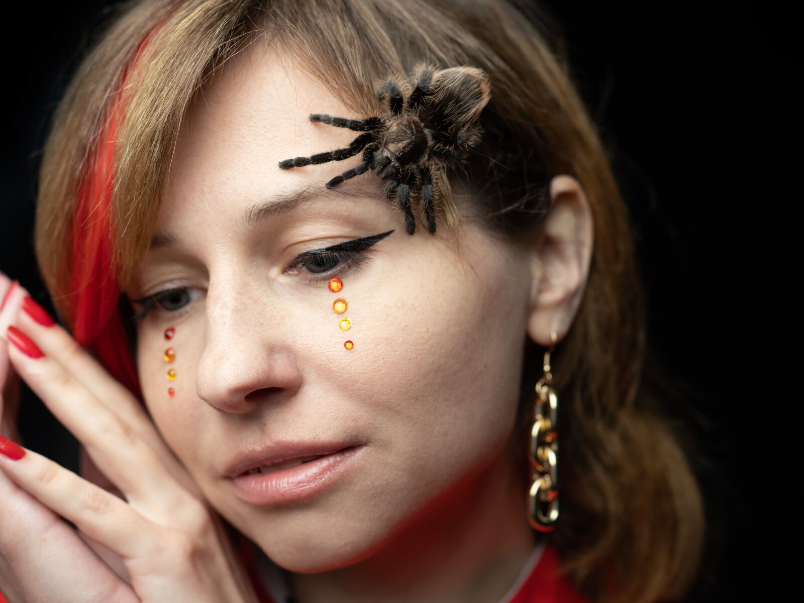 Olympus OM-D E-M1 Mark III sample photo. Spider, tarantula, person photography