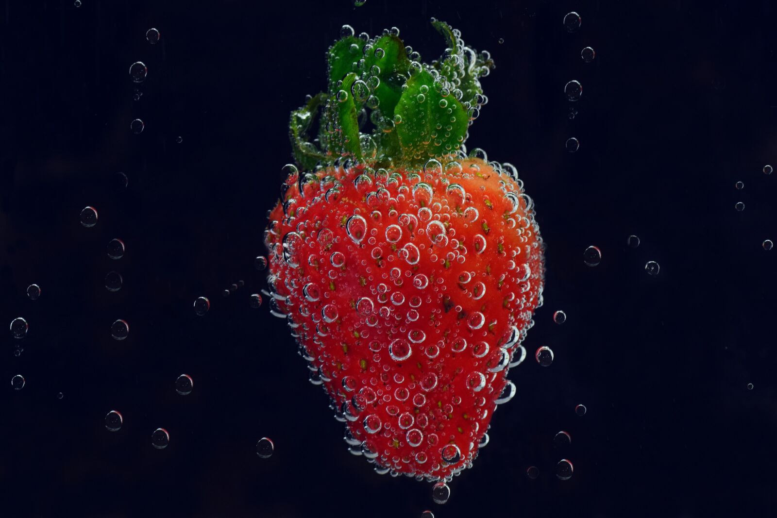 Nikon D3300 sample photo. Strawberry, blow, air bubbles photography