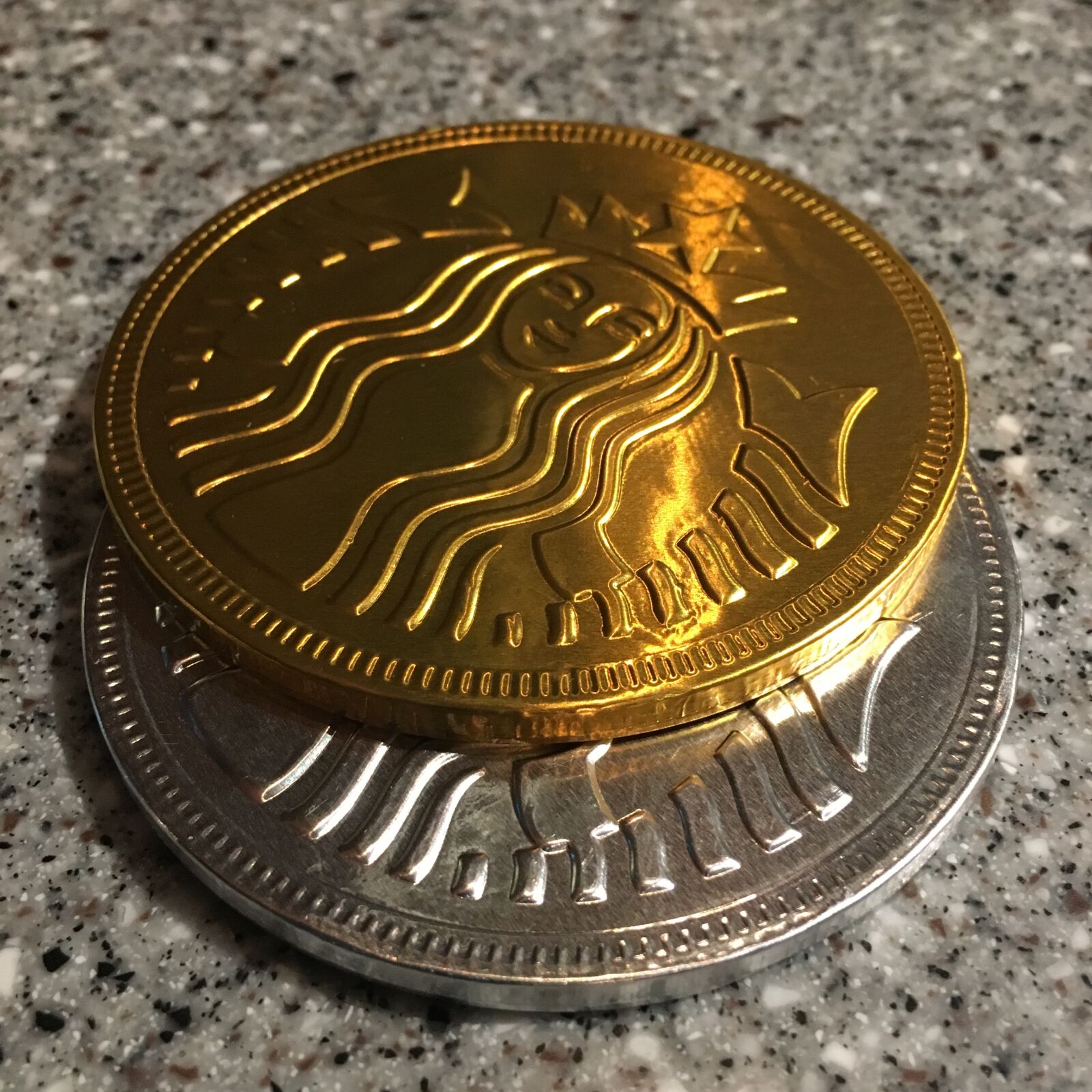 Apple iPhone 6s sample photo. Coins, white chocolate, black photography