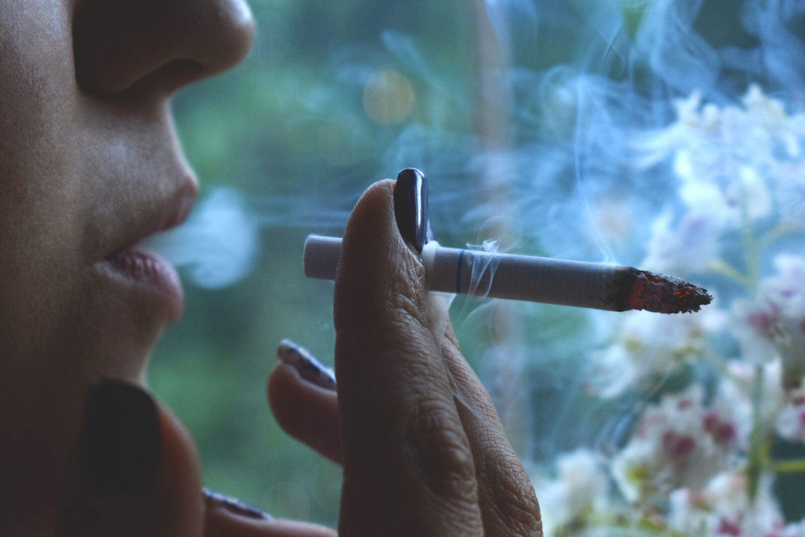 Nikon D3300 sample photo. Smoke, cigarette, lips photography