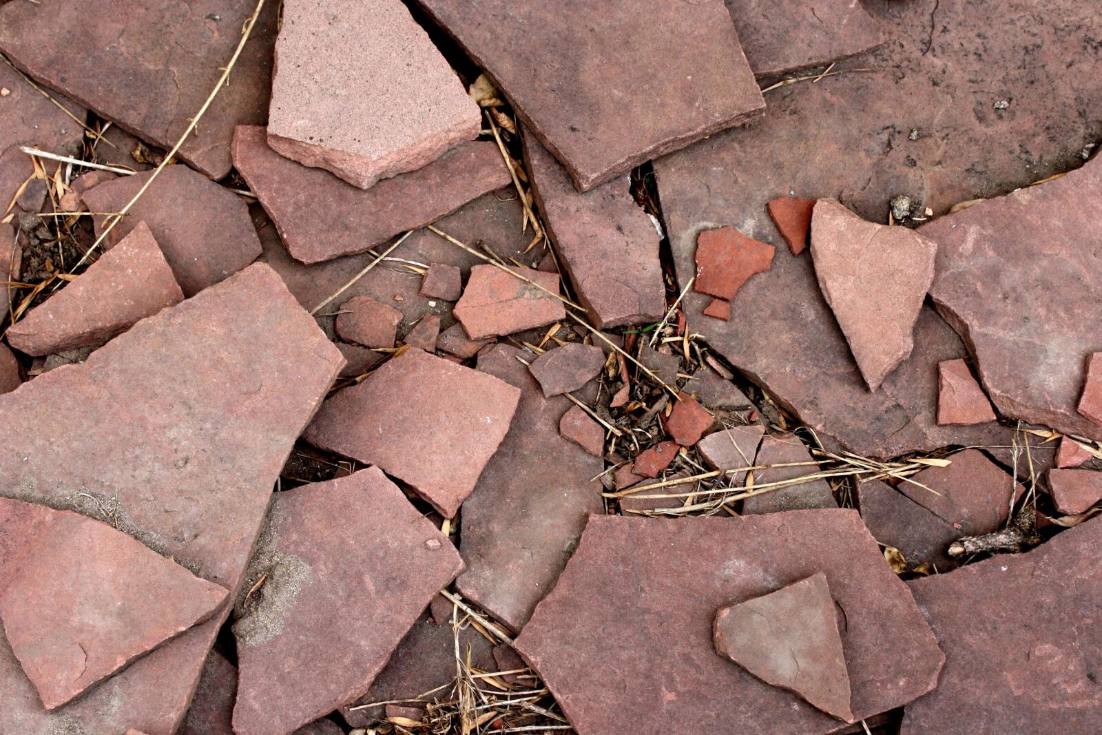 Canon EOS 1000D (EOS Digital Rebel XS / EOS Kiss F) + f/3.5-5.6 IS sample photo. Broken flagstone, red, flagstone photography