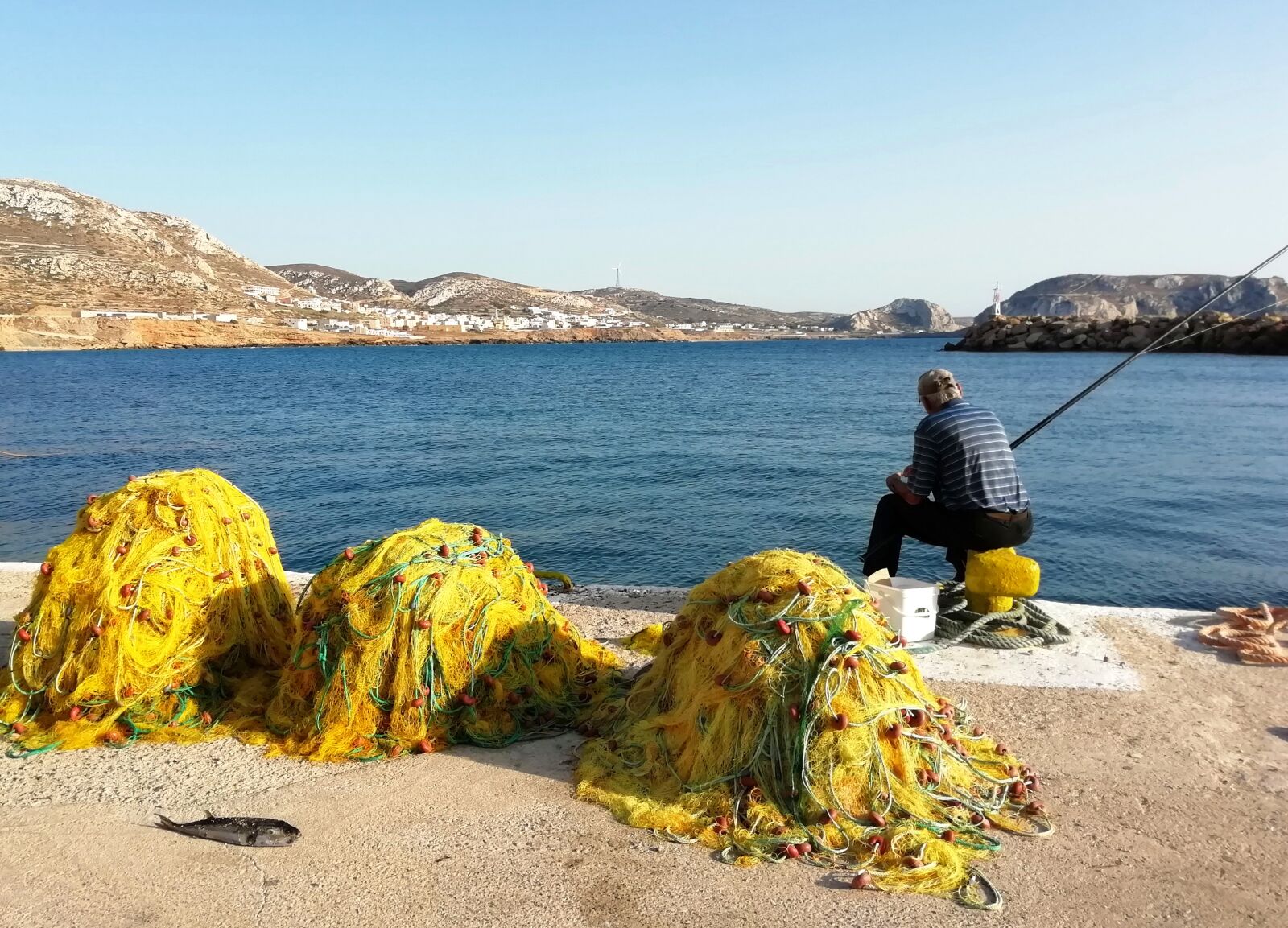 HUAWEI Honor 9 Lite sample photo. Fisherman, sea, networks photography