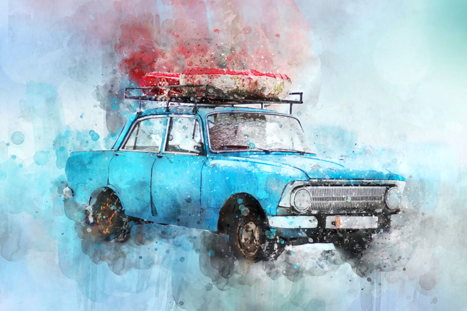 Canon EOS 6D + Canon EF 50mm F1.8 STM sample photo. Old car, car, watercolor photography
