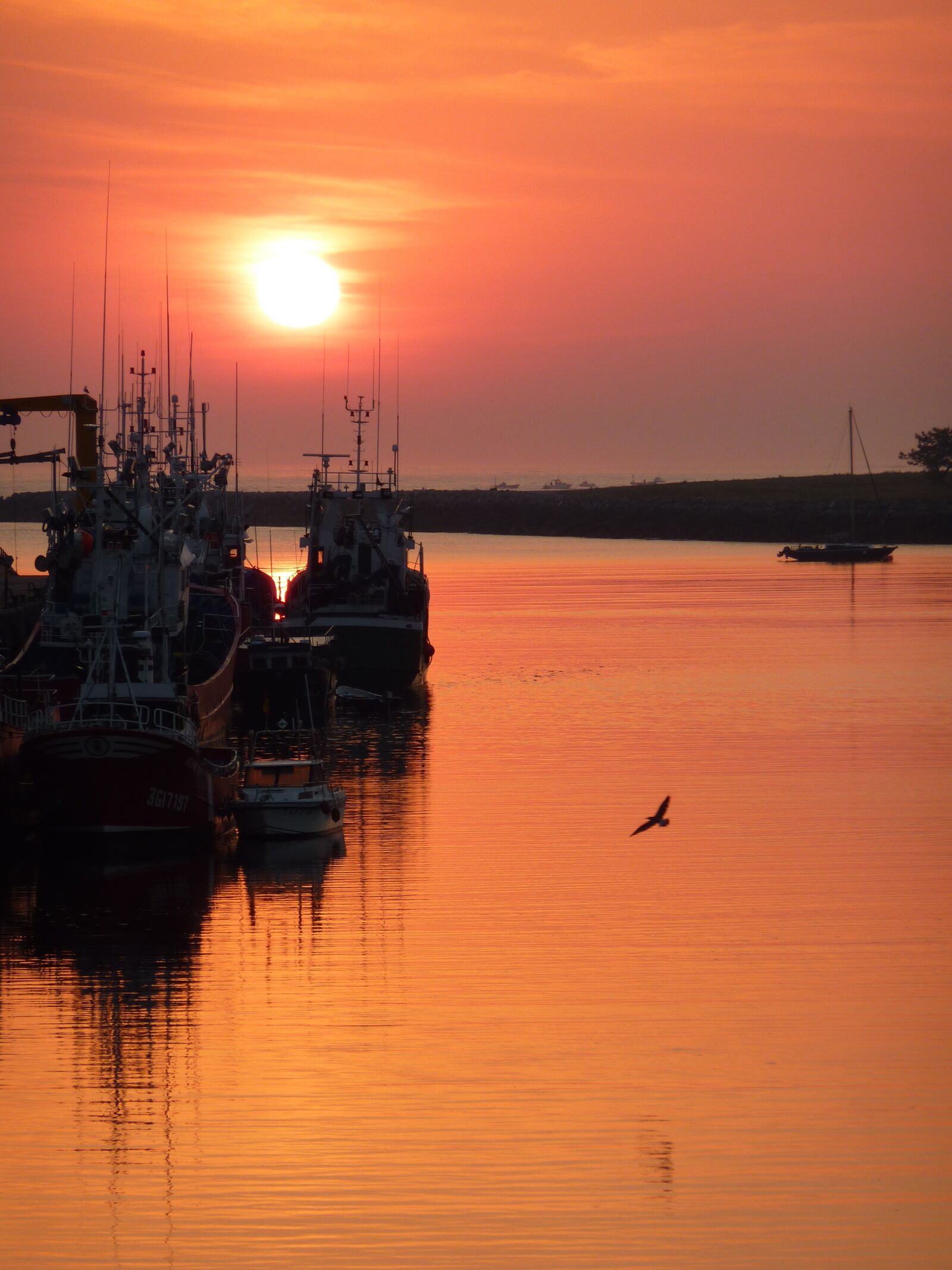 Panasonic DMC-TZ7 sample photo. Sunrise, boat, sea photography