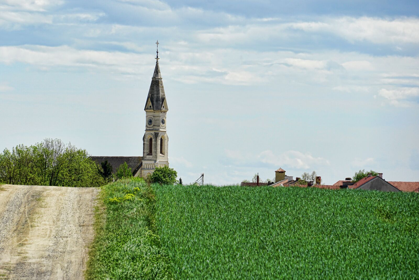 Sony a6000 sample photo. Lane, church, steeple photography