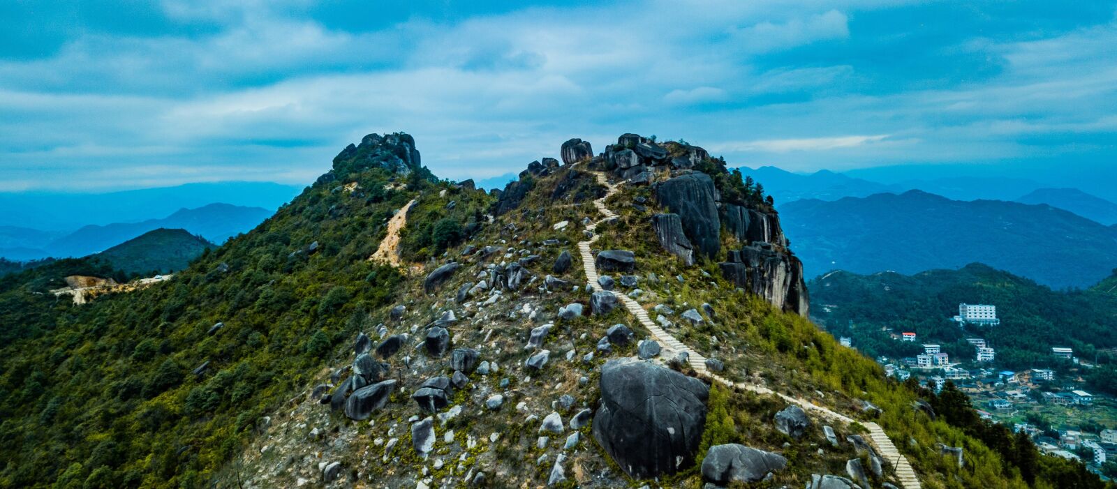 DJI FC220 sample photo. Mountain top, cloud, pathway photography