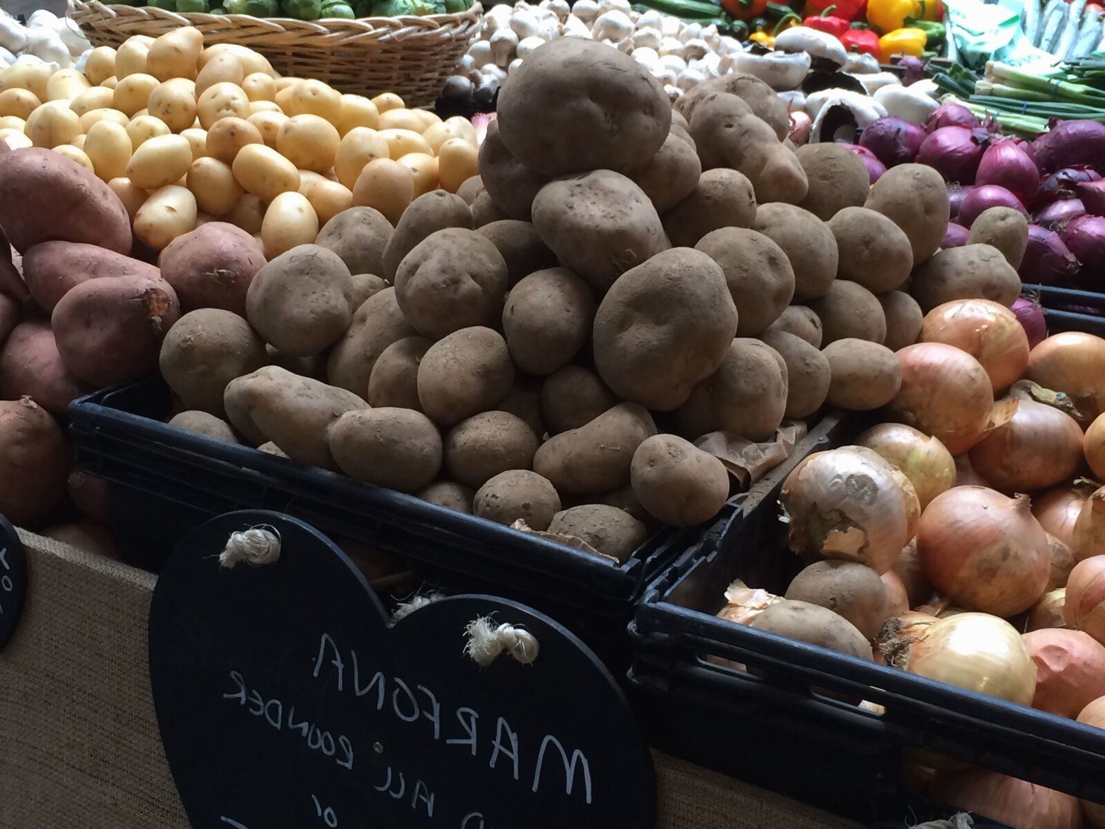 Apple iPhone 5s sample photo. Onion, potato, vegetable, supermarket photography