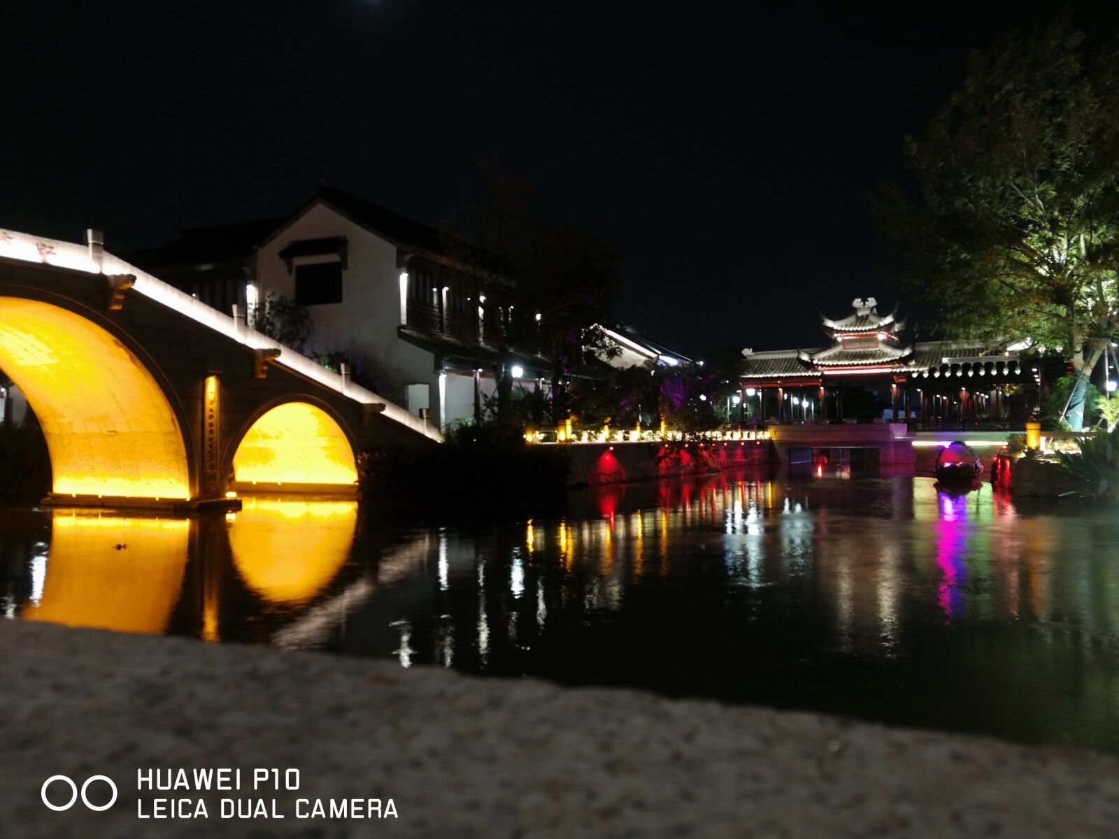 HUAWEI P10 sample photo. Night view, bridge, water photography