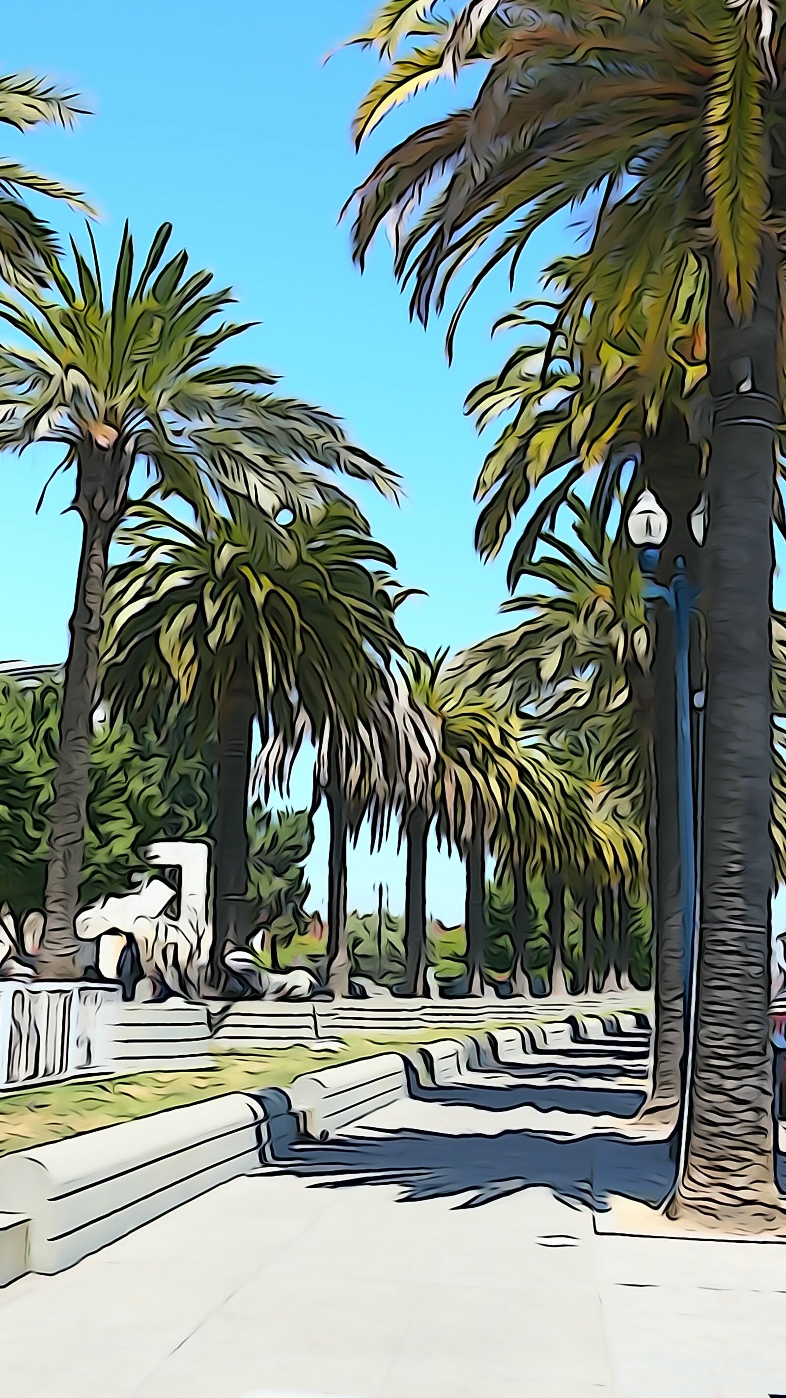 Sony a6300 sample photo. Promenade, palm trees, away photography