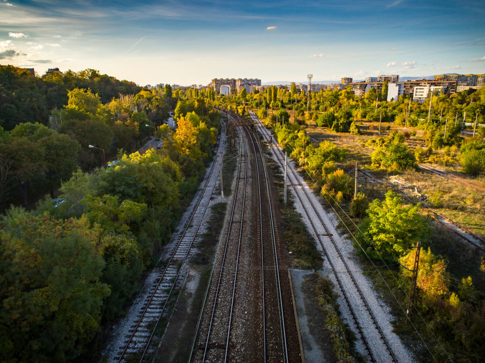 DJI FC6310 sample photo. Apartment, buildings, autumn, blue photography