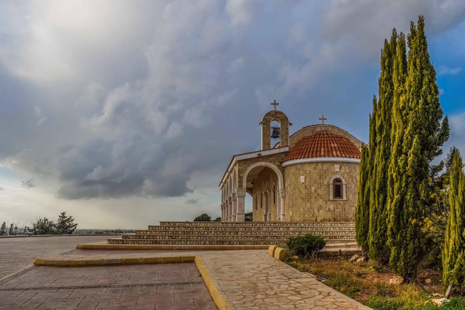 Nikon D3300 sample photo. Church, landscape, cypress photography