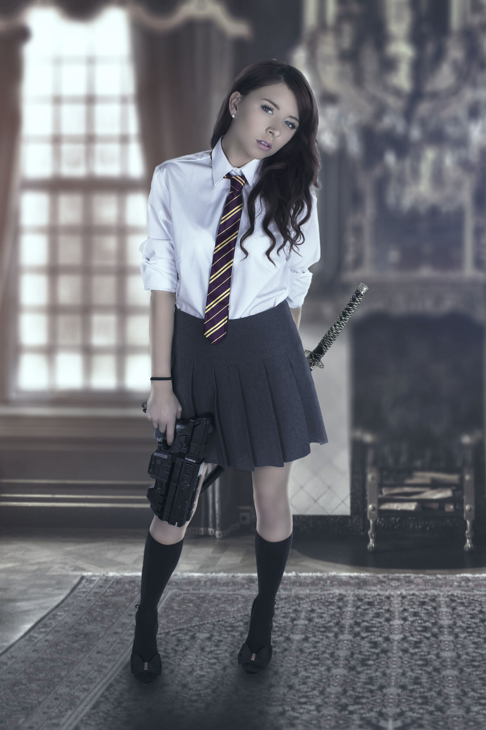 Canon EOS 600D (Rebel EOS T3i / EOS Kiss X5) sample photo. Gun, school, girl, skirt photography