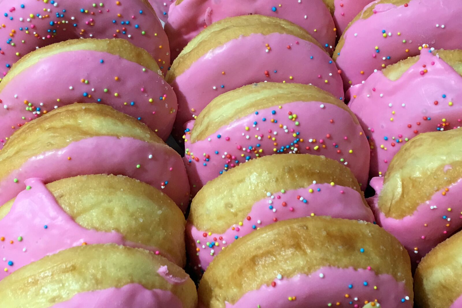 Apple iPhone 6s Plus sample photo. Donuts, glazed, pink photography