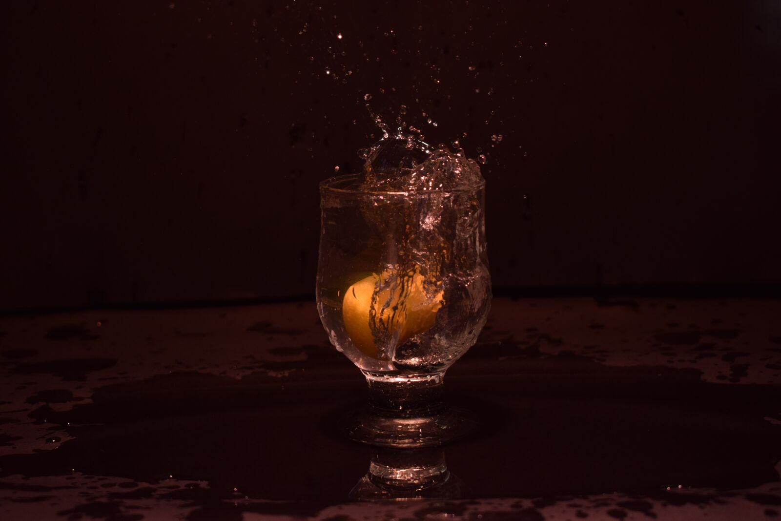 Nikon D3300 sample photo. Splash, glass, lemon photography