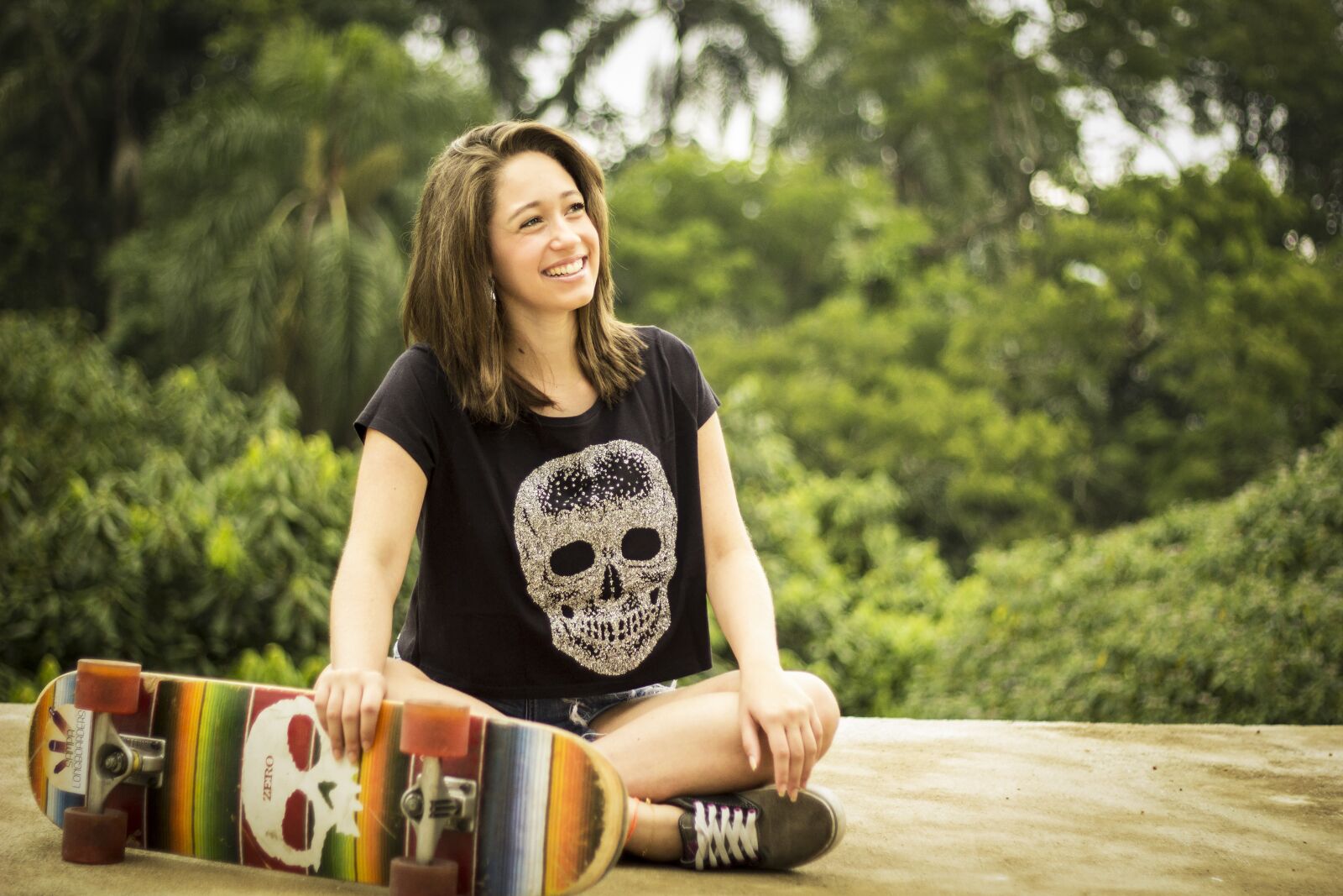 Canon EOS 60D + Canon EF 50mm F1.8 II sample photo. Skateboard, model, girl photography