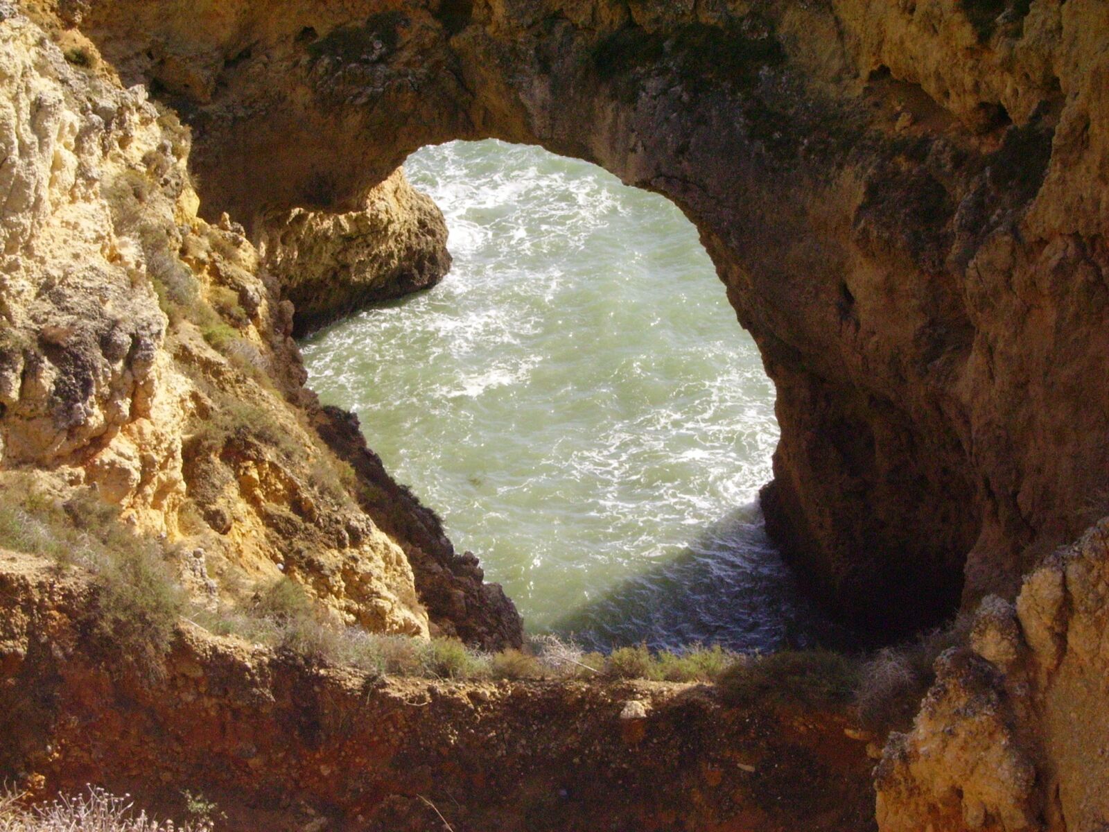 Pentax OPTIO 50L sample photo. Portugal, rock algarve, vacations photography