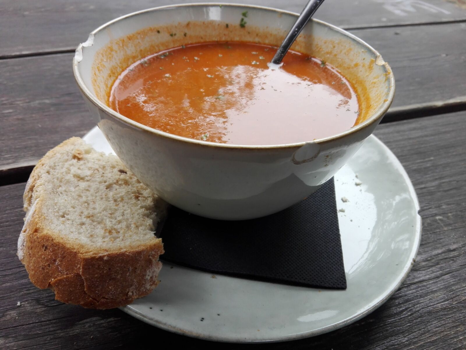 HUAWEI P8 Lite sample photo. Tomato soup, soup, roll photography