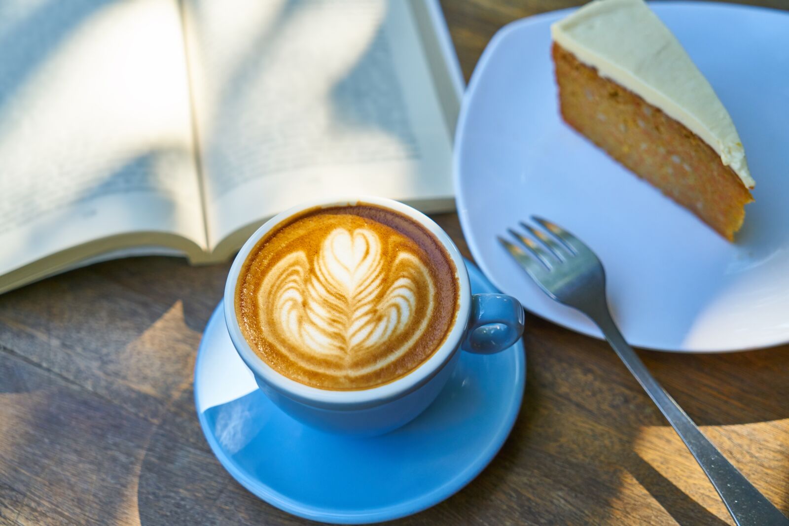 Sony a7R II sample photo. Coffee, cake, book photography
