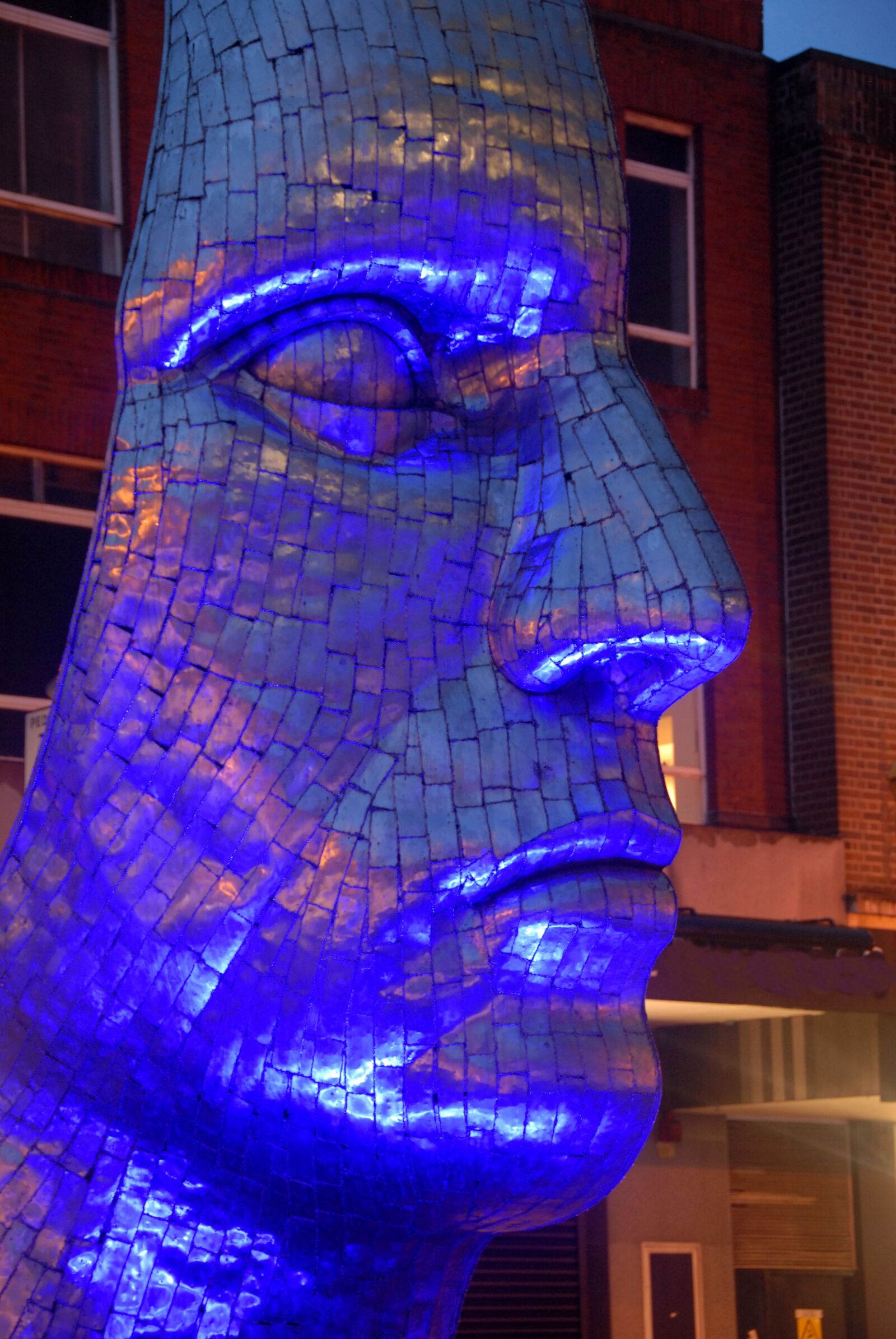 Nikon D200 sample photo. Face, blue, sculpture photography