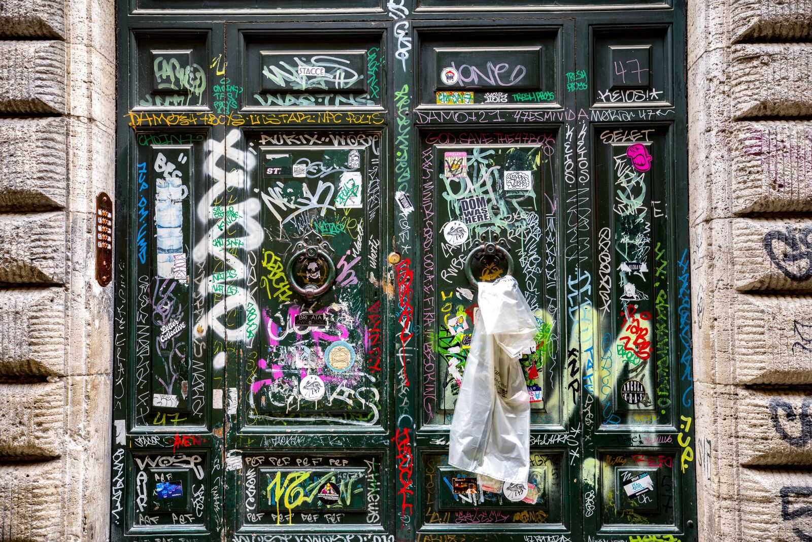 Pentax K-1 Mark II sample photo. Door, tag, graffiti photography
