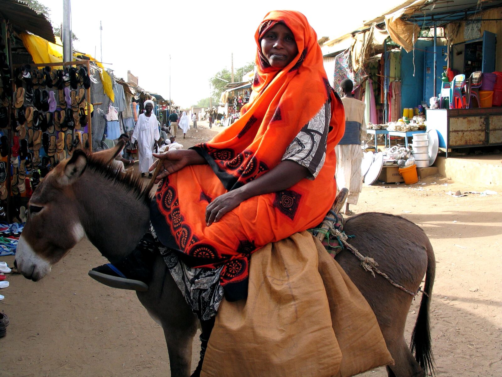 Canon POWERSHOT G5 sample photo. Female, donkey, market, sudan photography