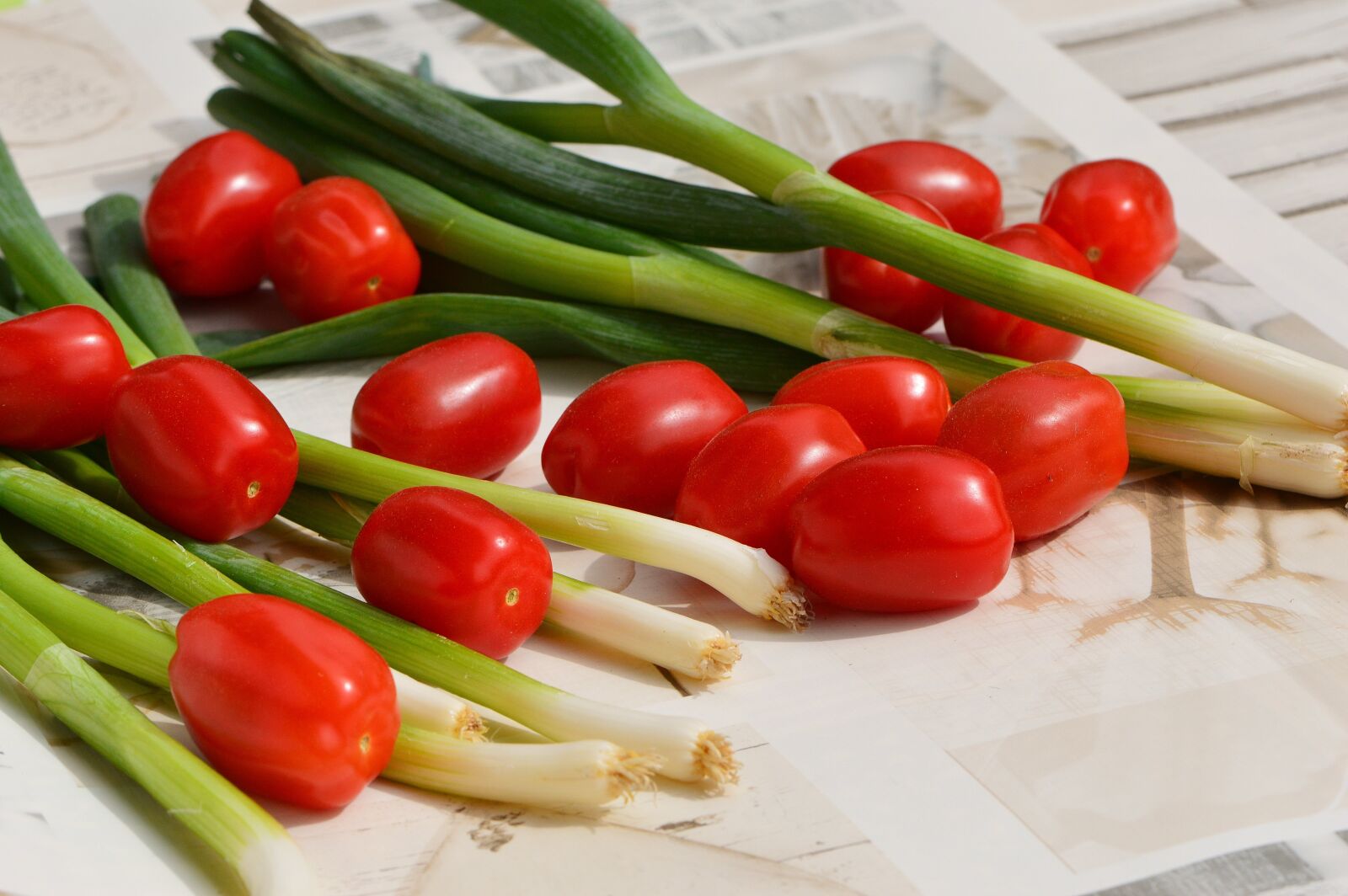 Nikon D3200 sample photo. Tomatoes, spring onions, vegetables photography