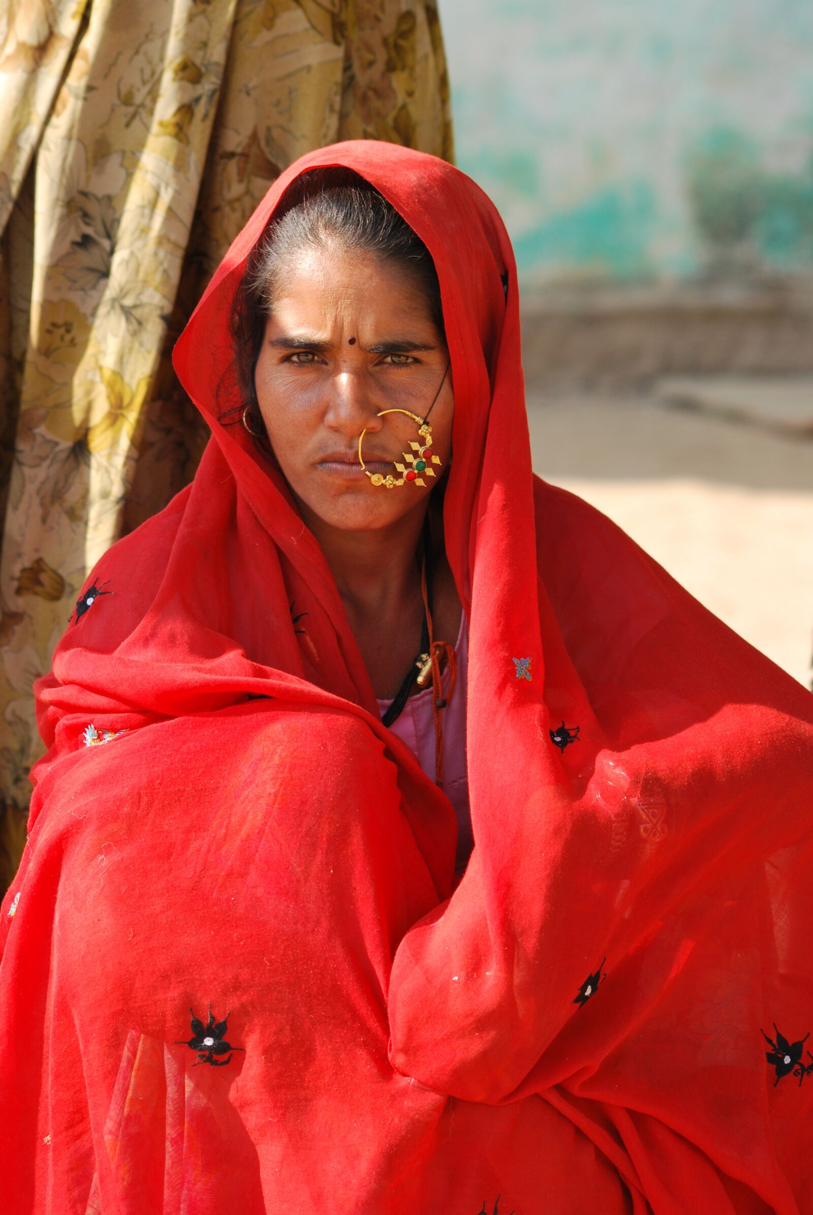 Nikon D60 sample photo. Woman, village, red clothing photography