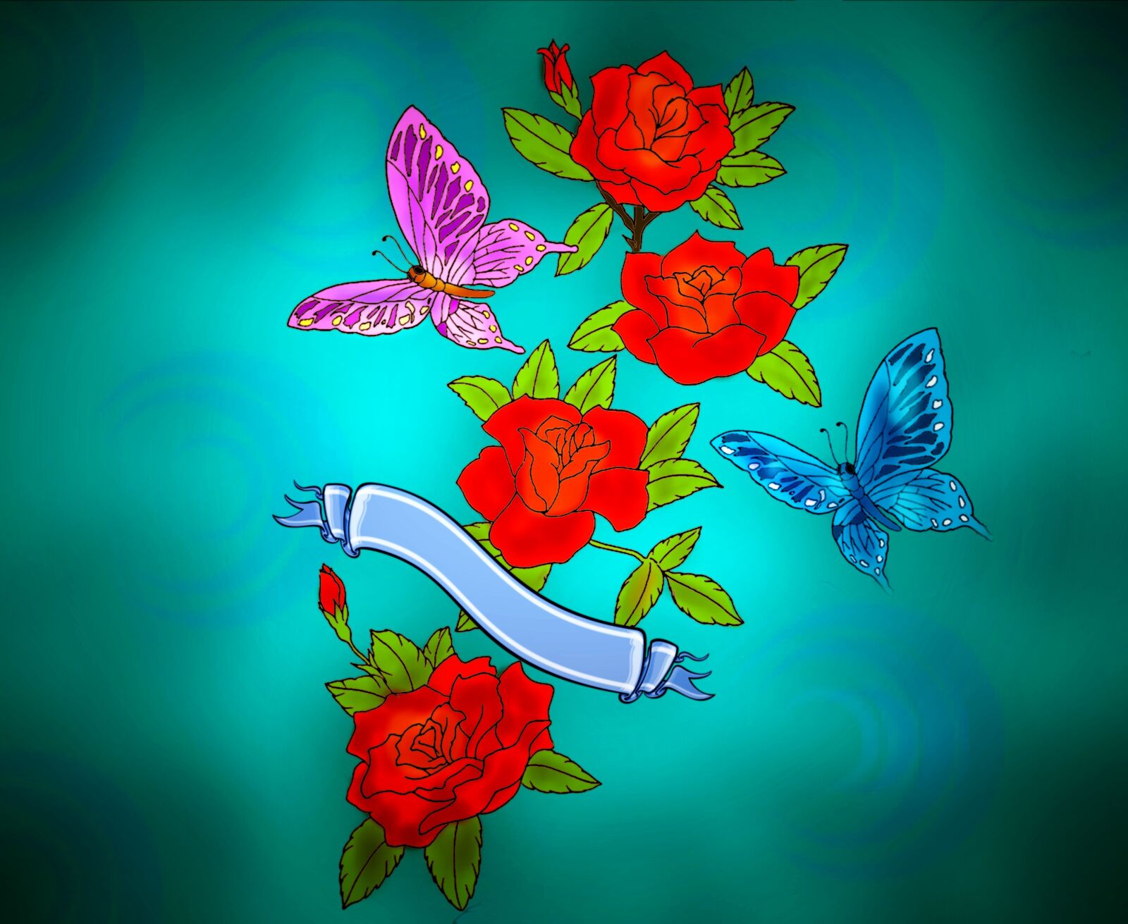 Canon PowerShot SX50 HS sample photo. Roses, butterfly, banderole photography