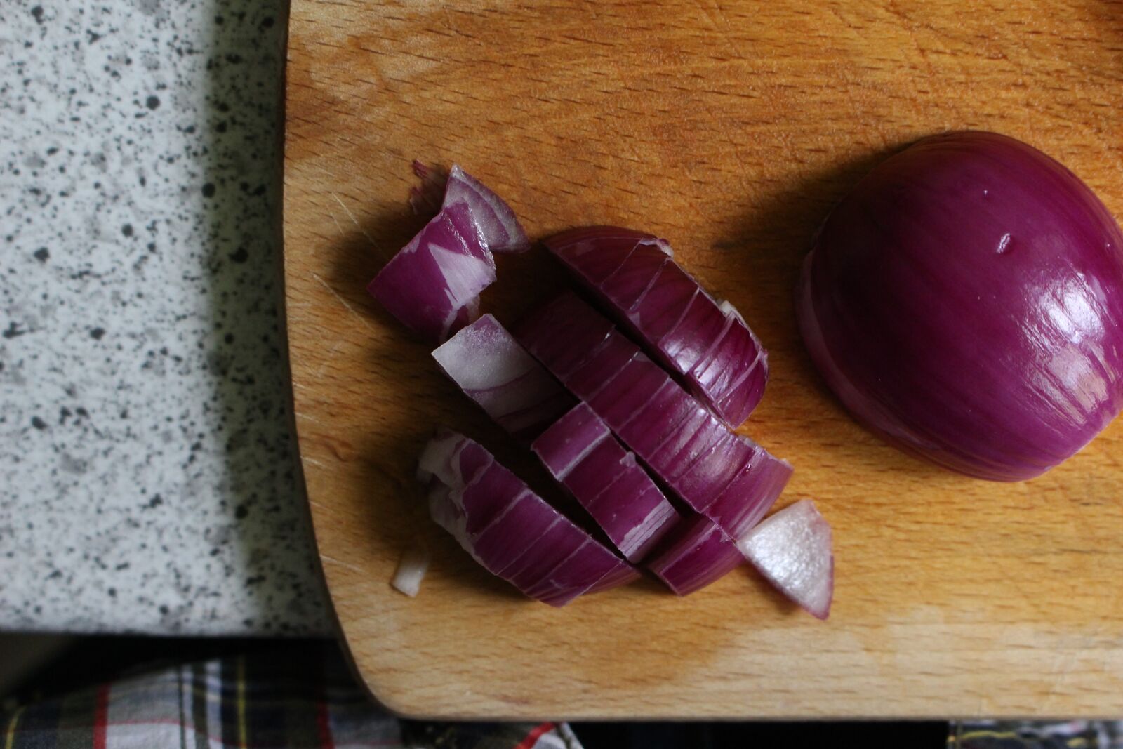 Canon EOS 100D (EOS Rebel SL1 / EOS Kiss X7) sample photo. Onion, cut, purple photography
