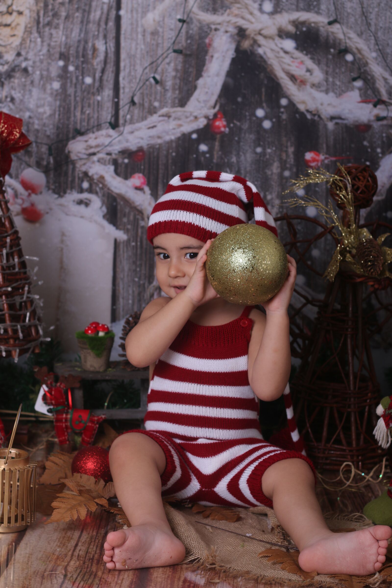 Canon EOS 70D + Canon EF 50mm F1.8 II sample photo. Christmas, stripes, gold photography