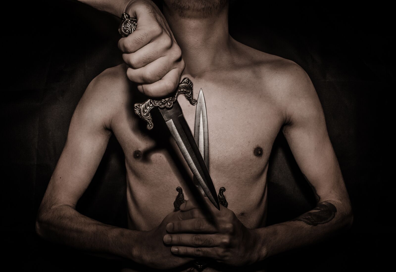 Nikon D5100 sample photo. Knives, naked, dark photography