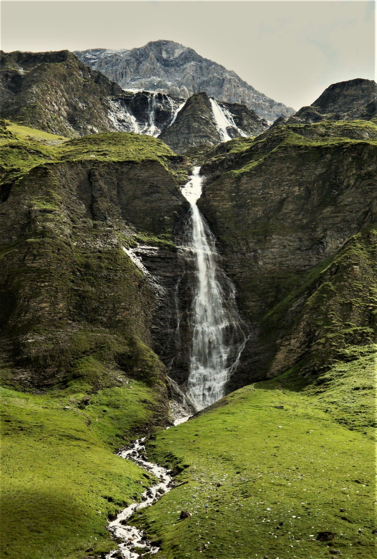 Sony Cyber-shot DSC-W170 sample photo. Waterfall, glacial lake, mountains photography