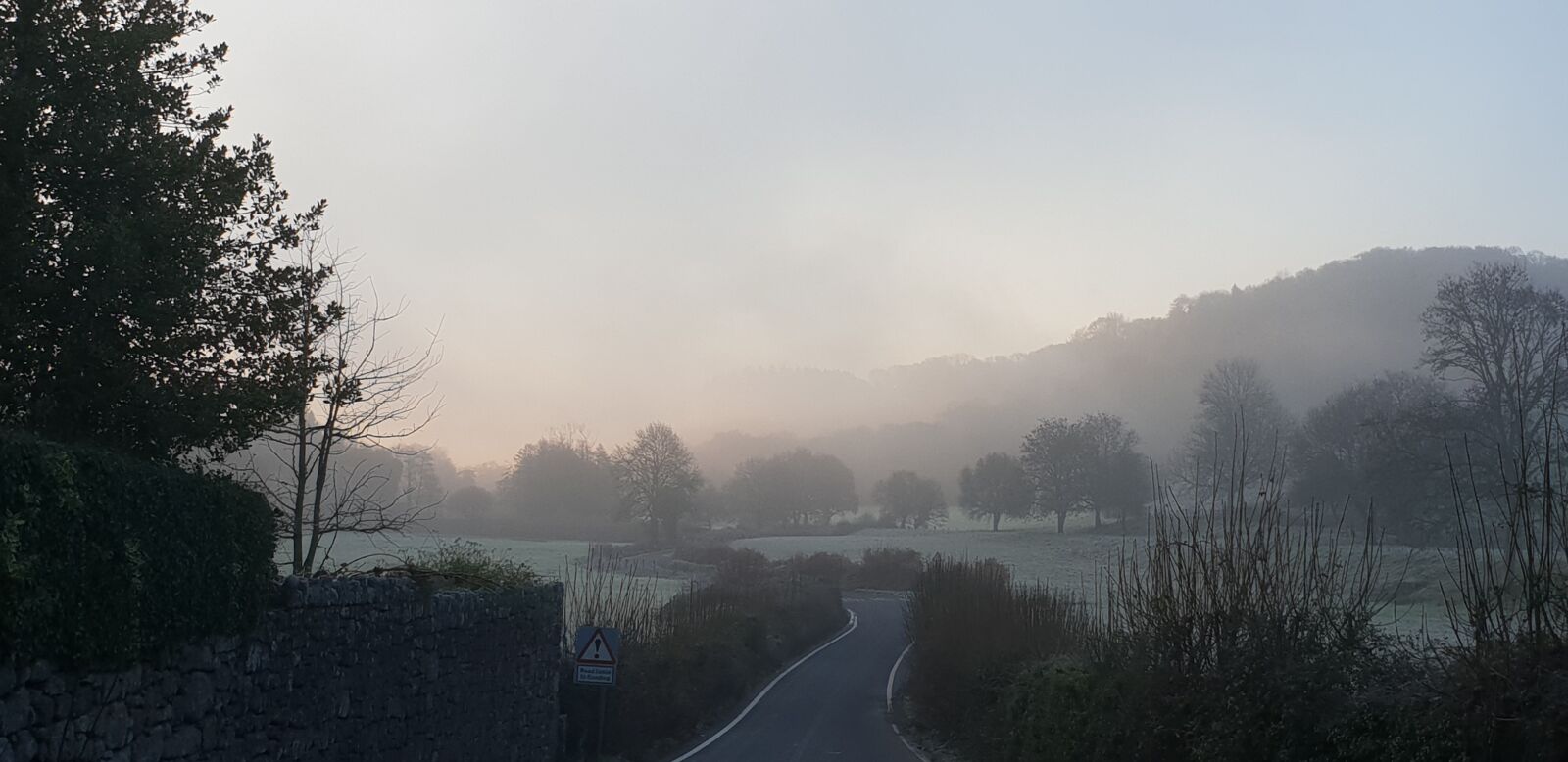 Samsung Galaxy S9+ sample photo. Mist, hills, road photography