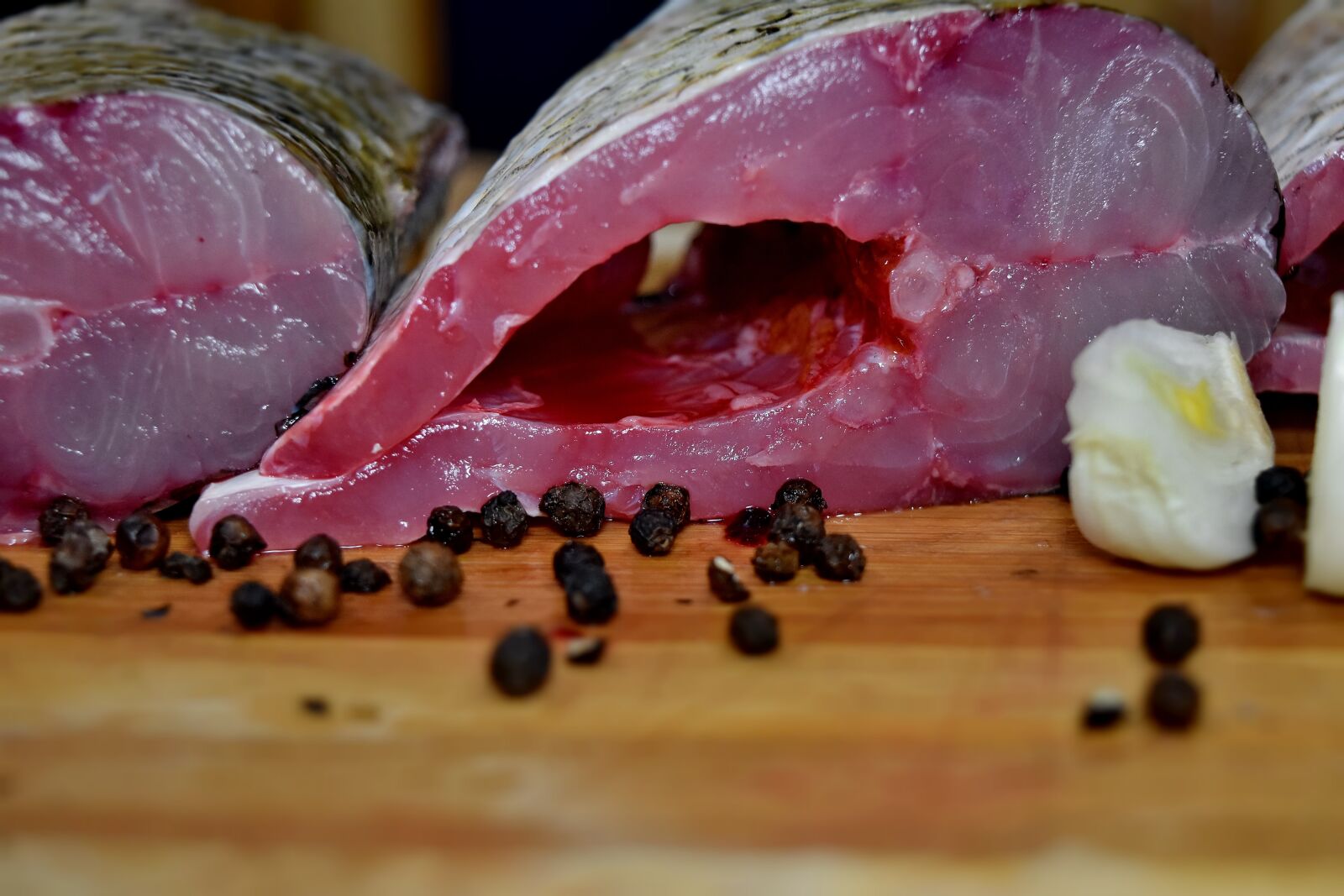 Nikon D5500 sample photo. Fillet, onion, pepper, raw photography