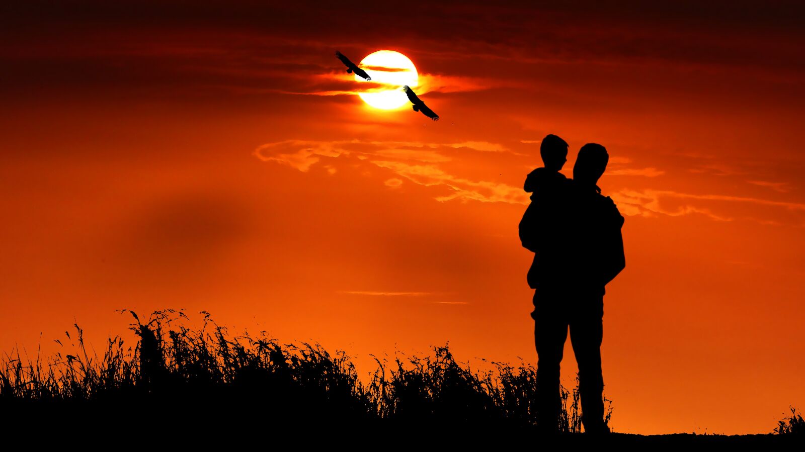 Panasonic Lumix DMC-FZ200 sample photo. Sunset, father, child photography