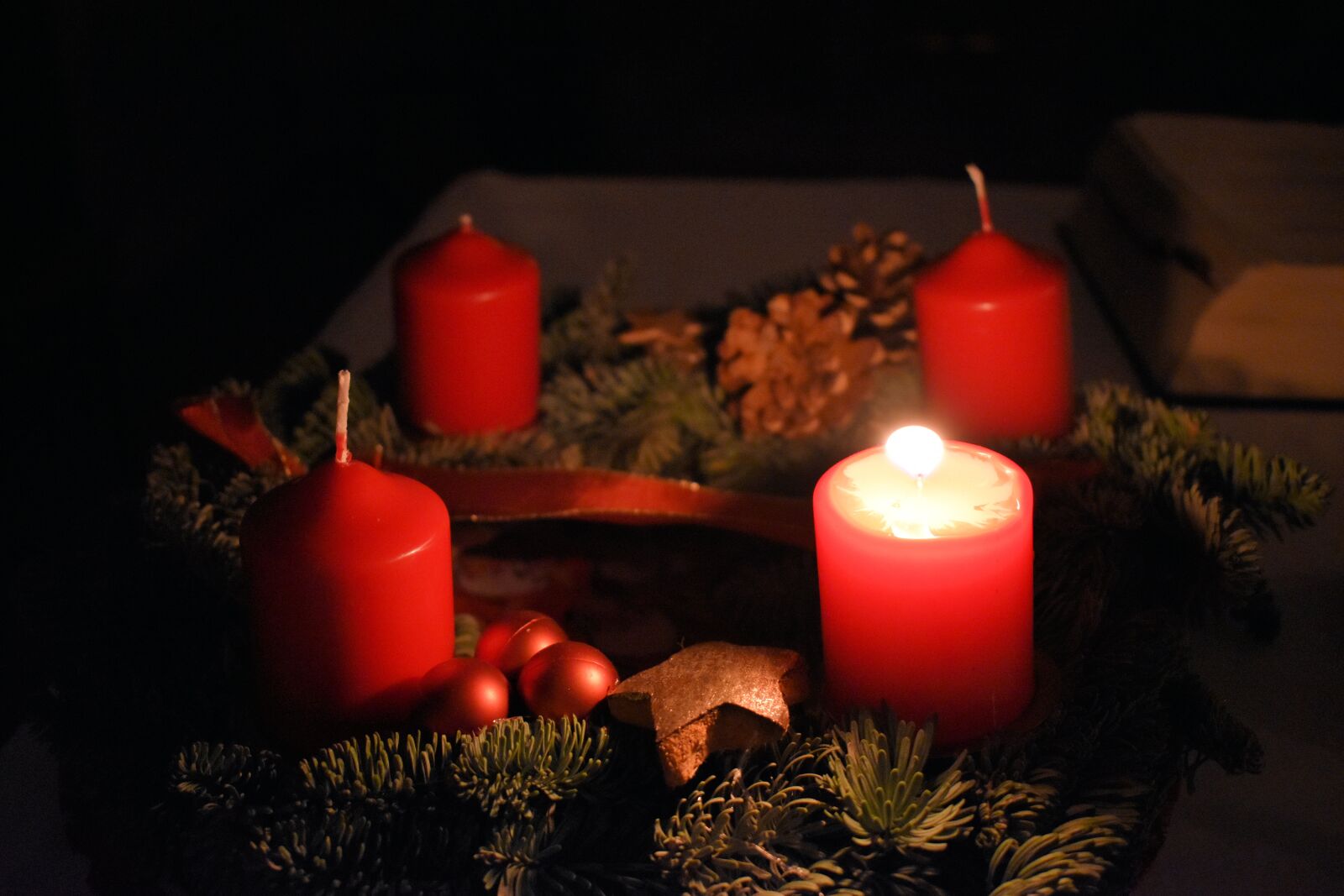 Nikon D5600 sample photo. Christmas, first candle, candles photography