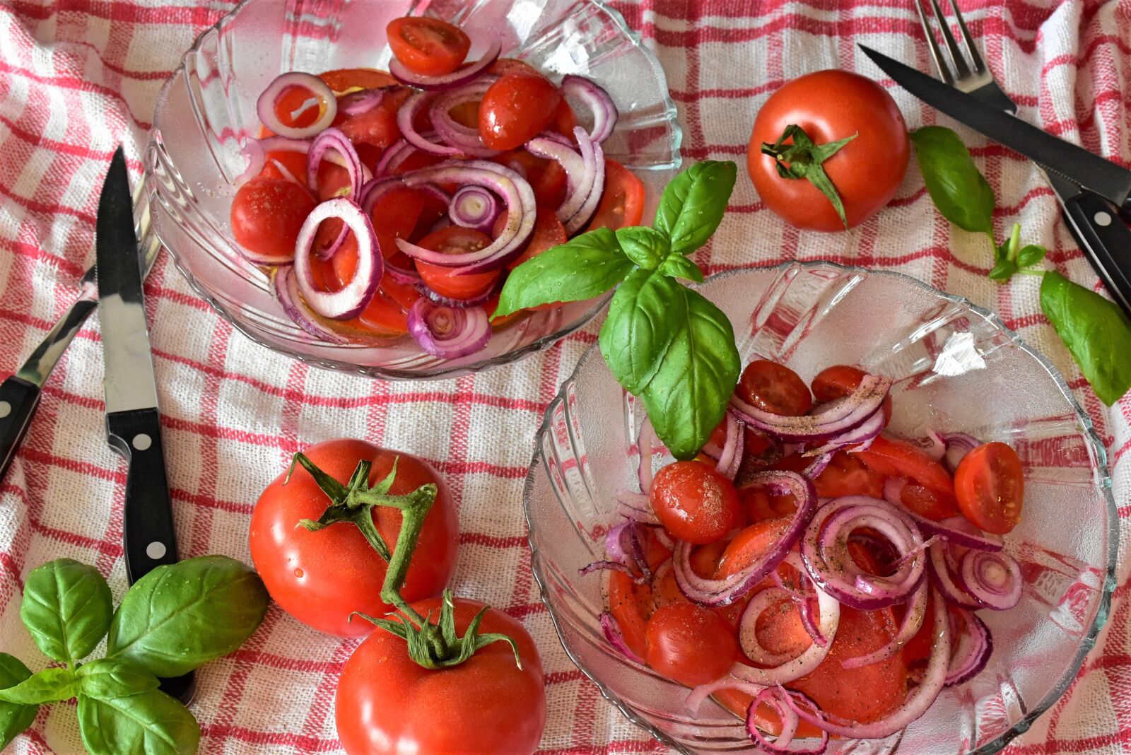 Nikon D7200 sample photo. Tomatoes, tomato salad, onion photography