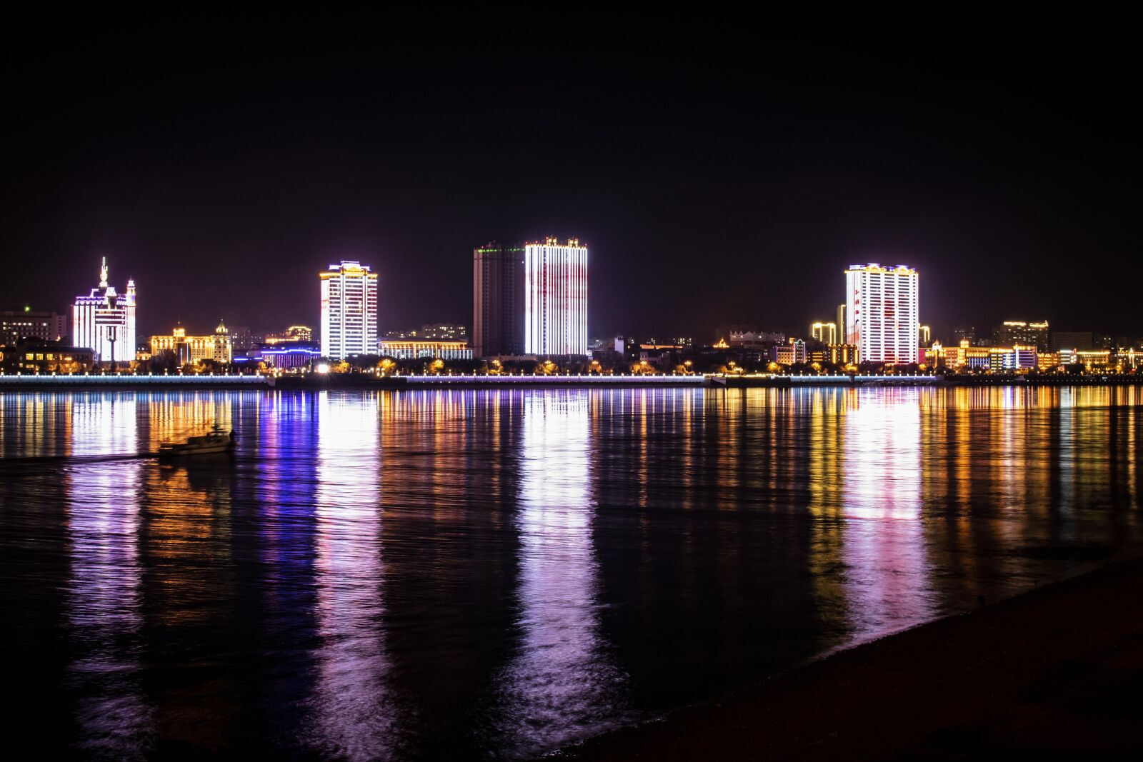 Nikon D5300 sample photo. Night, river, reflection photography