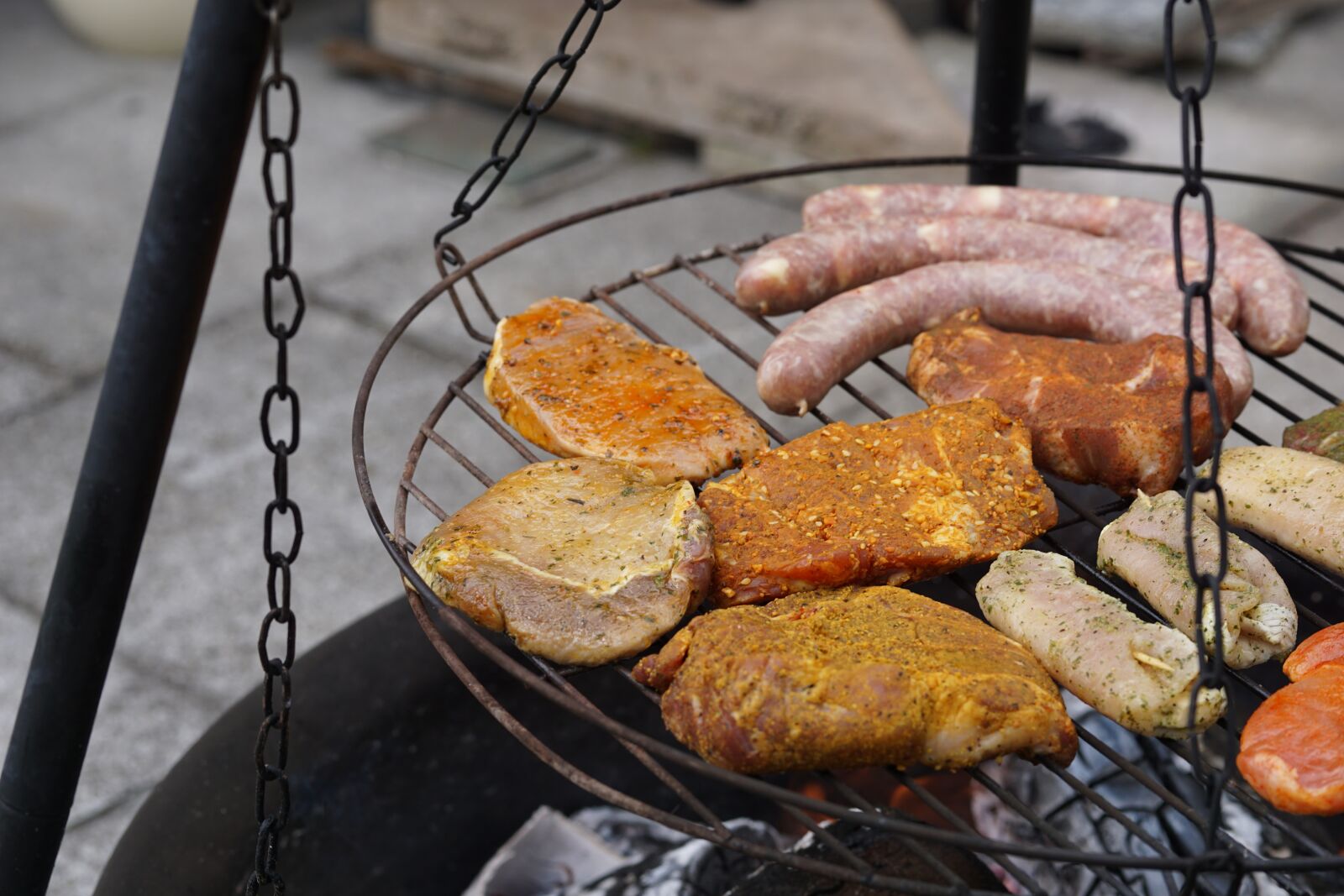 Sony a6000 + E 60mm F2.8 sample photo. Grill, grilled meats, meat photography