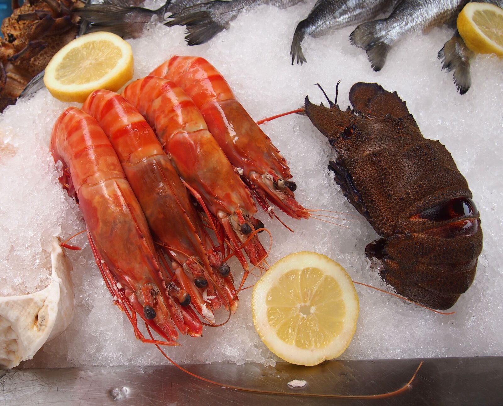 Olympus PEN E-PM1 sample photo. Scampi, seafood, frozen photography