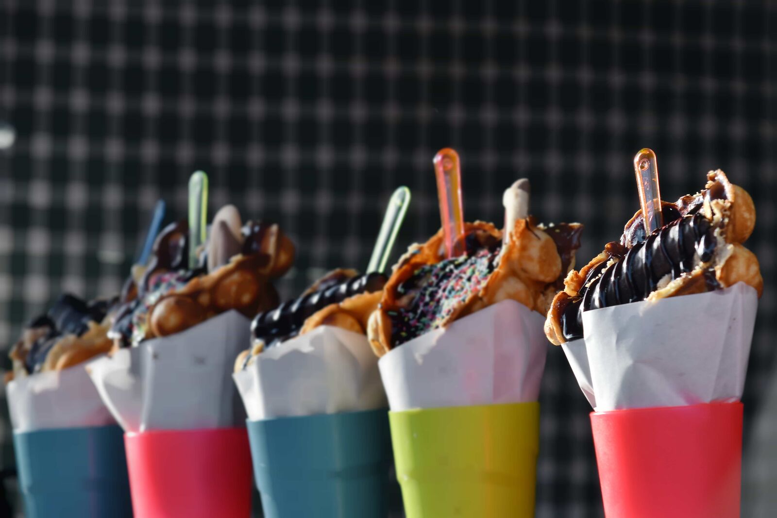 Nikon D5500 sample photo. Chocolates, cone, dessert, vanilla photography