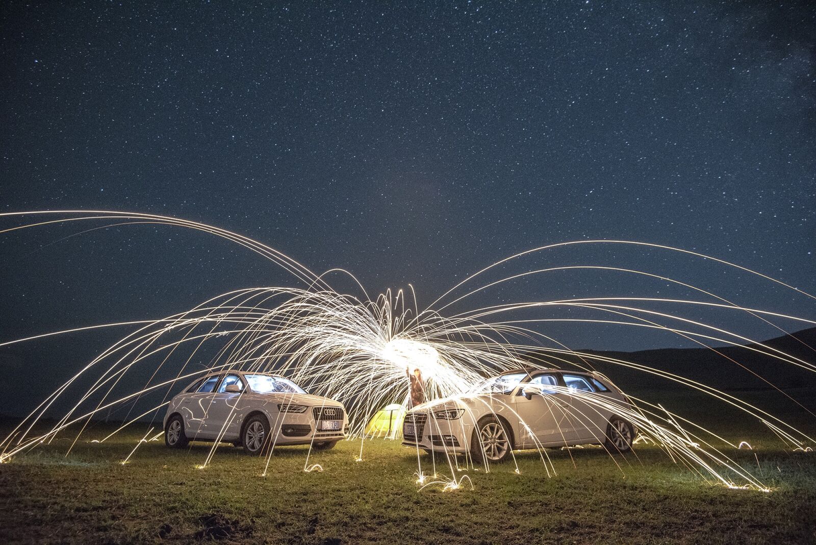 Nikon D810 sample photo. Starry sky, car, night photography