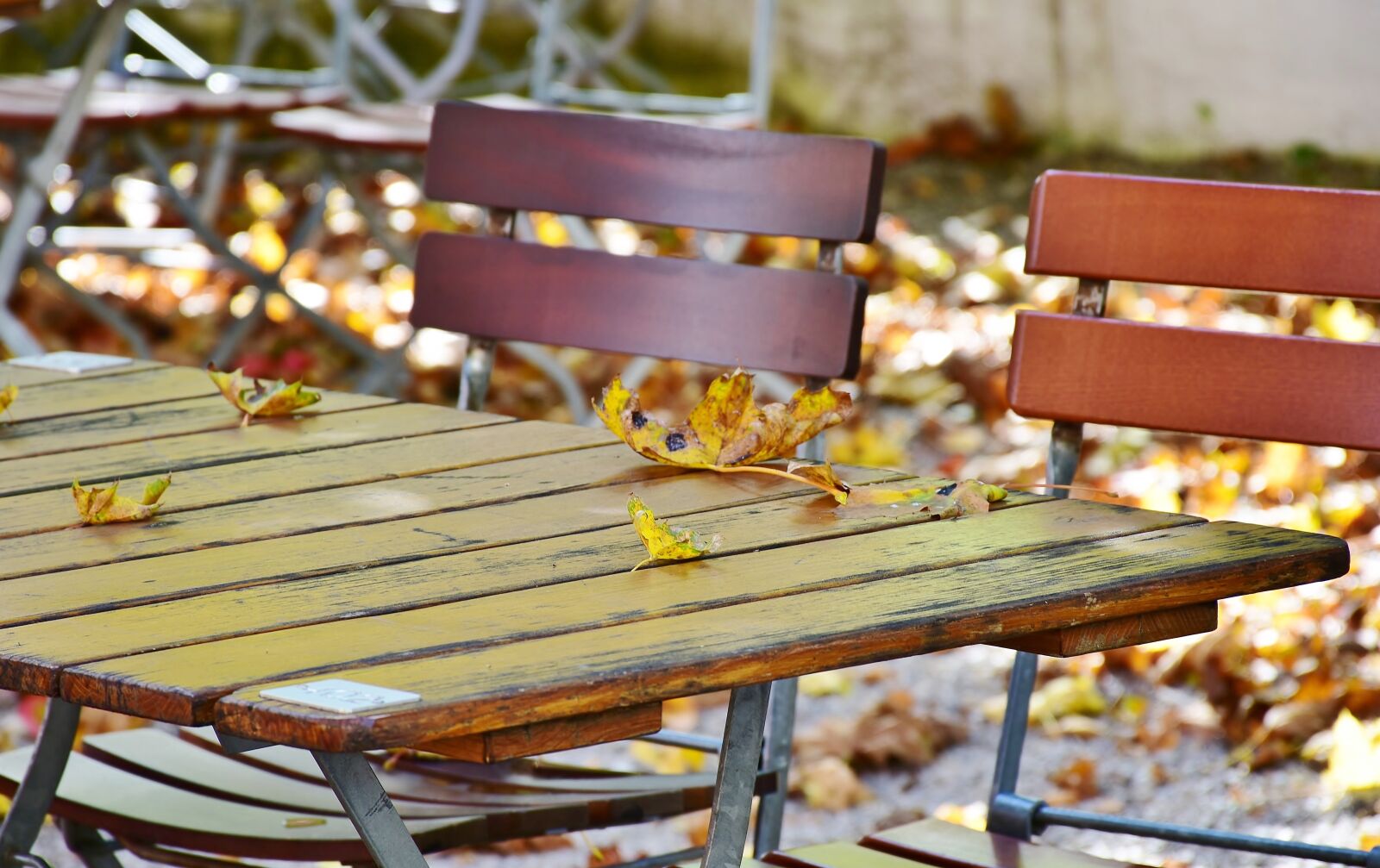 Nikon D7200 sample photo. Autumn, beer garden, chairs photography