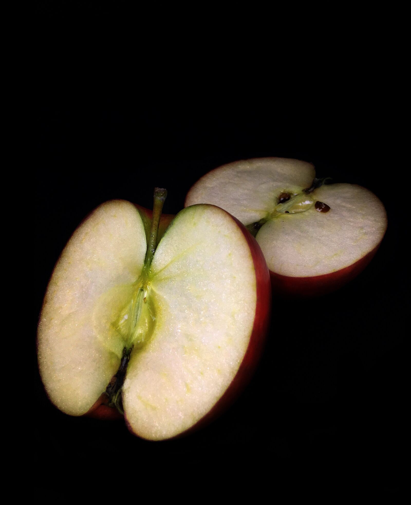 Apple iPhone 6s sample photo. Cut apple, apple, black photography